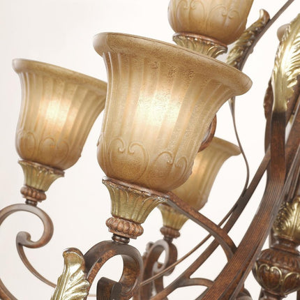 Ten Light Dimmable Chandelier With Shades
