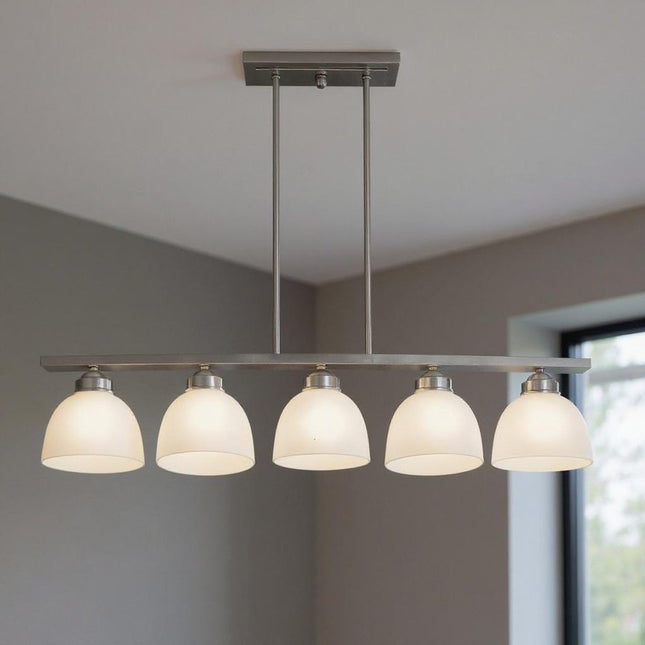 Five Light Dimmable Chandelier With Shades
