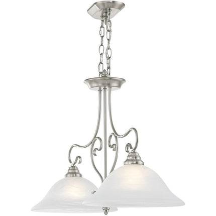 Two Light Dimmable Chandelier With Shades