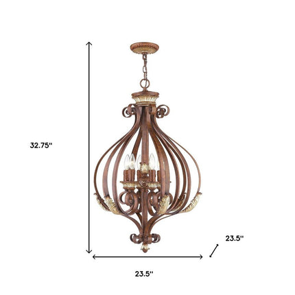 Six Light Dimmable Chandelier With Shades