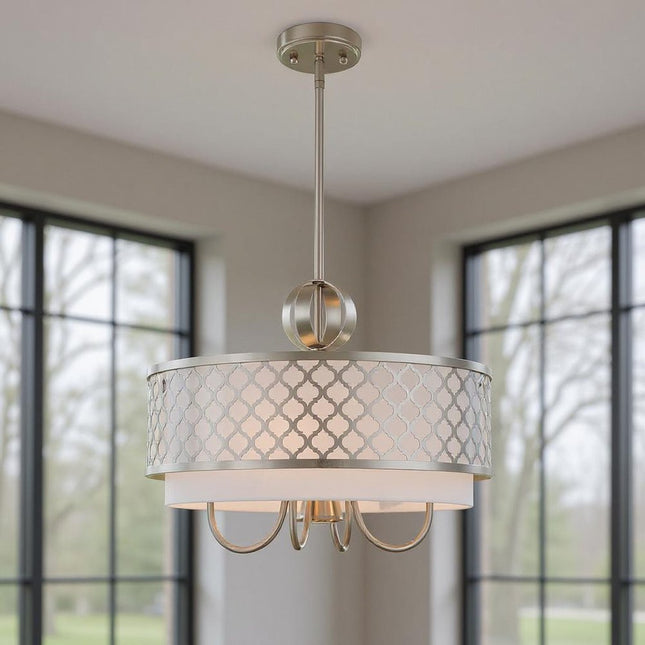 Five Light Dimmable Chandelier With Shades