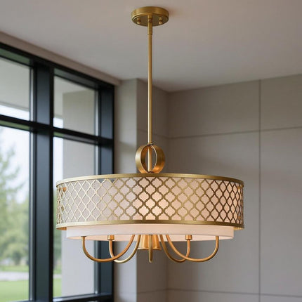 Six Light Dimmable Chandelier With Shades