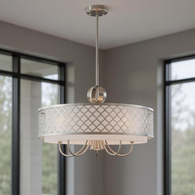 Six Light Dimmable Chandelier With Shades