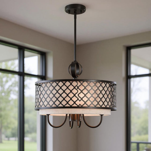 Five Light Dimmable Chandelier With Shades