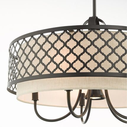 Six Light Dimmable Chandelier With Shades