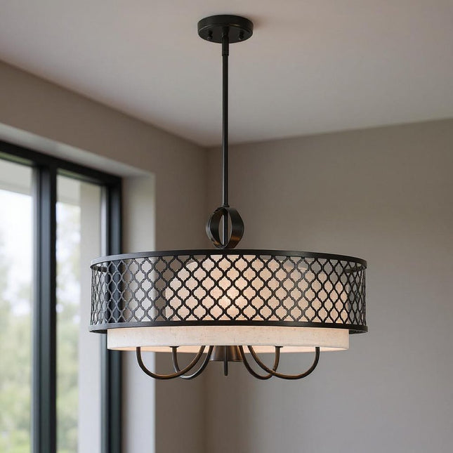 Six Light Dimmable Chandelier With Shades