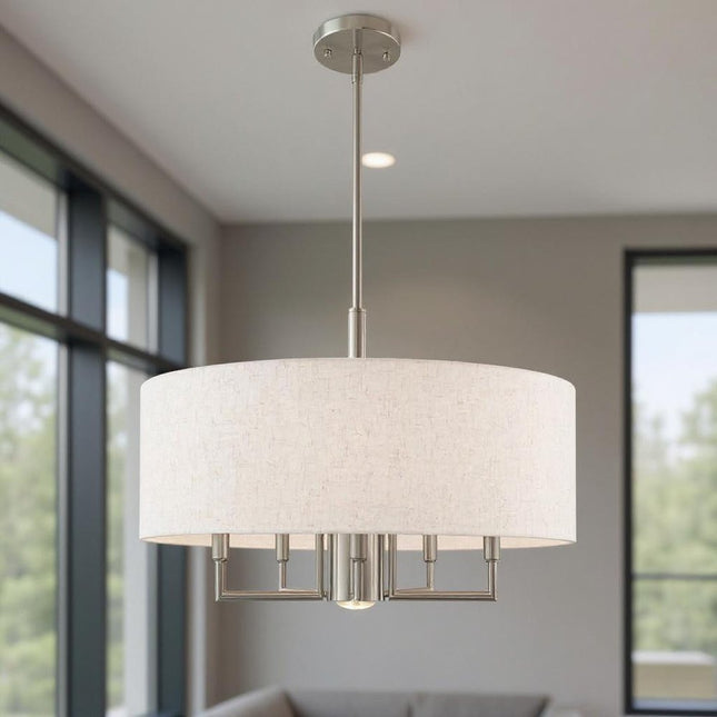 Six Light Dimmable Chandelier With Shades