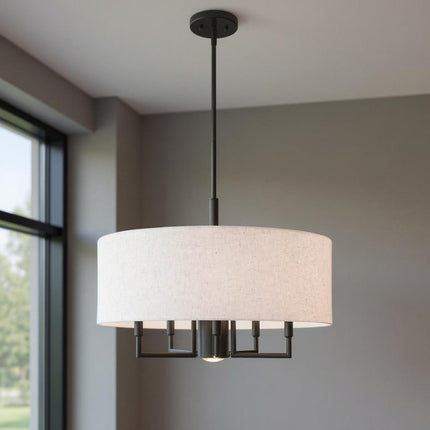 Six Light Dimmable Chandelier With Shades