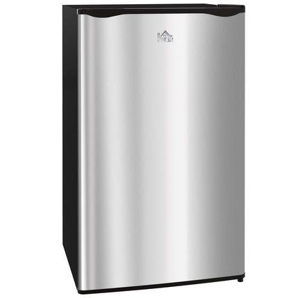 HOMCOM 3.2 Cu.Ft Mini Fridge with Freezer, Single Door Compact Refrigerator with Adjustable Thermostat, Shelf and Reversible Door for Bedroom, Dorm, Home Office, Energy Efficient, Silver