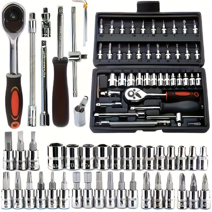 Ultimate 151/46-piece set of automotive machinery tool kits - high-quality ratchet torque wrench