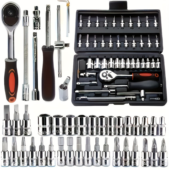 Ultimate 151/46-piece set of automotive machinery tool kits - high-quality ratchet torque wrench