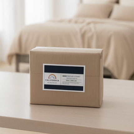 Four Piece Light Brown Cotton King Sheet Set