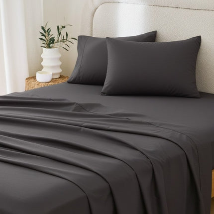 Four Piece Charcoal Cotton Queen Sheet Set