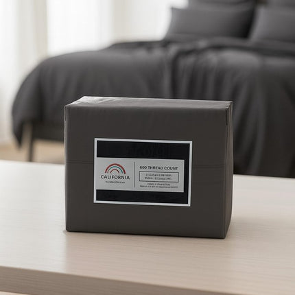 Four Piece Charcoal Cotton Queen Sheet Set