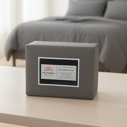 Four Piece Light Gray Cotton Queen Sheet Set