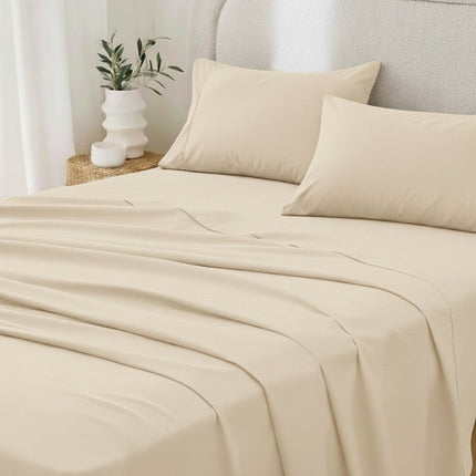 Four Piece Ivory Cotton Queen Sheet Set