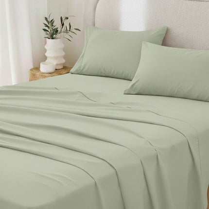 Four Piece Sage Cotton King Sheet Set