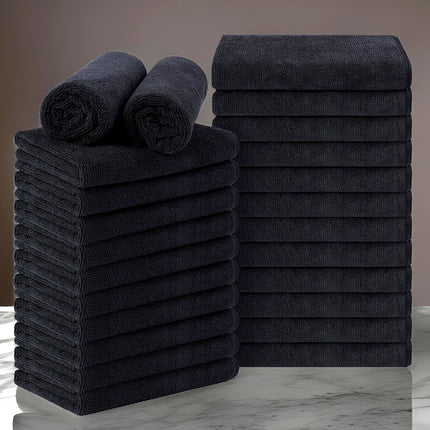 Ultra-Soft Microfiber Salon Towels (5/10/20/50pcs) (Black/White/Grey), 16x27 Inches, 400 GSM
