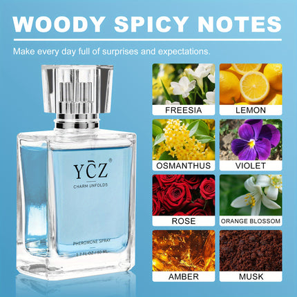 YCZ Men's Pheromone Perfume - Long-Lasting Cologne for Men, Woody Citrus Scent with Pheromone