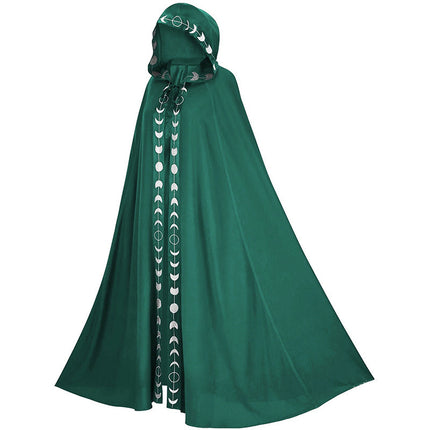 Hooded Cloak Medieval Renaissance 5 Color Printed Cloak Halloween Cosplay Costume