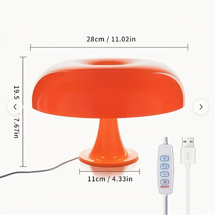 Three color temperature mushroom table lamp, retro design, with button switch control
