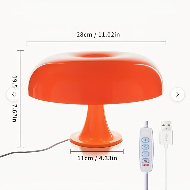 Three color temperature mushroom table lamp, retro design, with button switch control