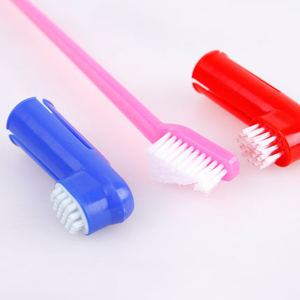 Double Head Toothbrush  Soft Pet Finger Toothbrush Set