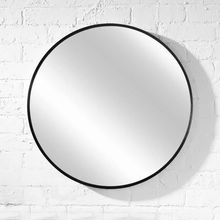 24" Black Round Framed Accent Mirror