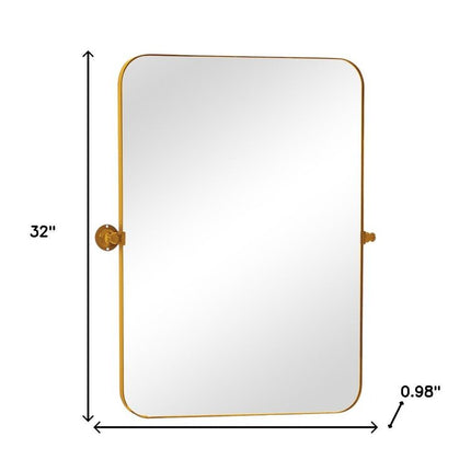 32" Gold Iron Tilting Framed Accent Mirror