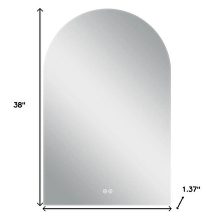 38" White Arch Lighted Frameless Bathroom Vanity Mirror