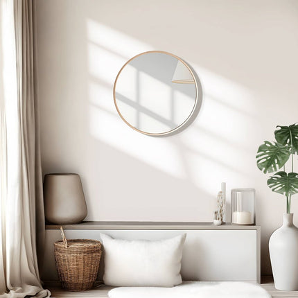 20" Black Metal Round Framed Accent Mirror