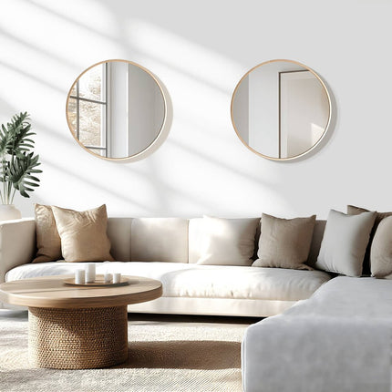 20" Black Metal Round Framed Accent Mirror