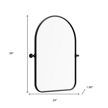 36" Black Metal Arch Framed Accent Mirror