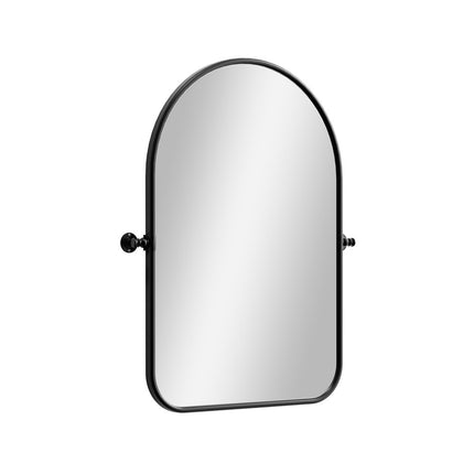 32" Black Arch Metal Swivel Framed Accent Mirror