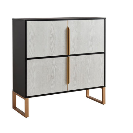 42" Black and Gold Wood Accent Cabinet