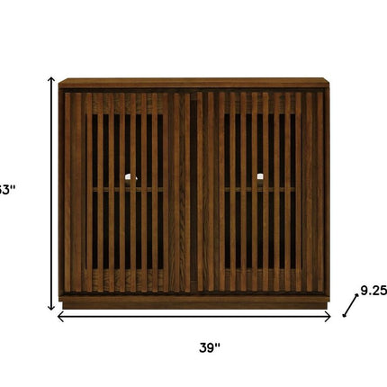 39" Brown Wood Accent Cabinet