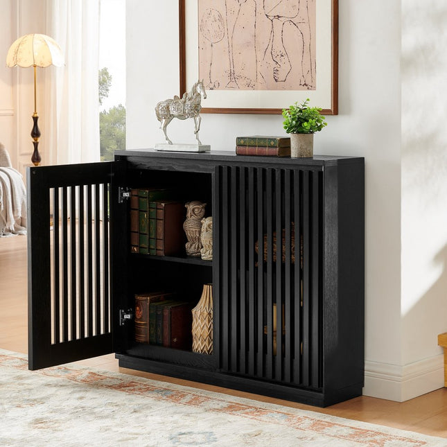 39" Black Wood Accent Cabinet