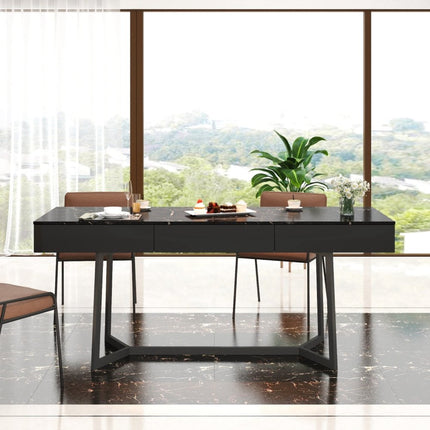71" Black Wood Trestle Coffee Table