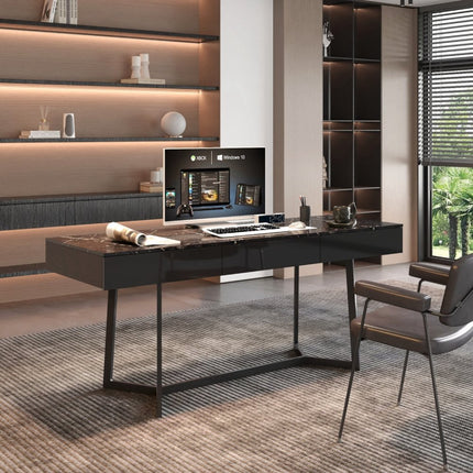 71" Black Wood Trestle Coffee Table