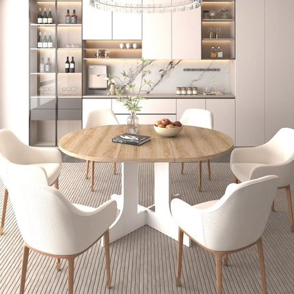 59" Brown and White Wood Oval Cross Legs Coffee Table