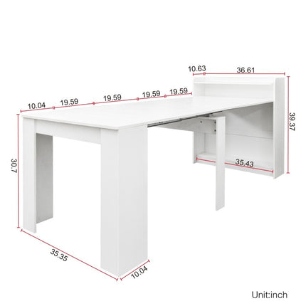 98" White Wood Floor Shelf Coffee Table