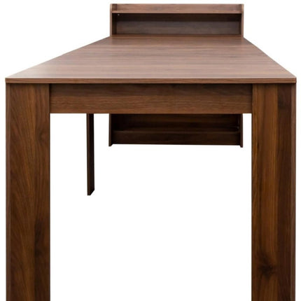 98" Brown Wood Self-Storing Leaf Extendable Dining Table With Storage