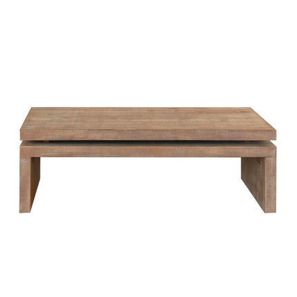 48" Natural Wood Distressed Floating Frame Coffee Table