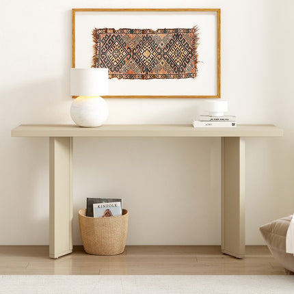 63" Beige Wood Coffee Table