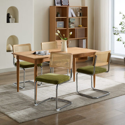 Set of Two Green and Silver Tufted Velvet Dining Side Chairs