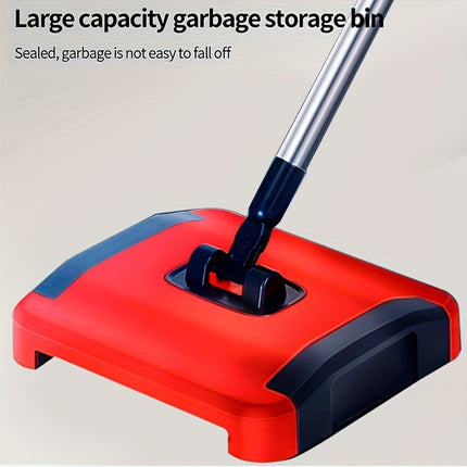 Multi-Functional Manual Push Sweeper, Stainless Steel Dust Mop for Carpet, Hardwood, Tile Floors