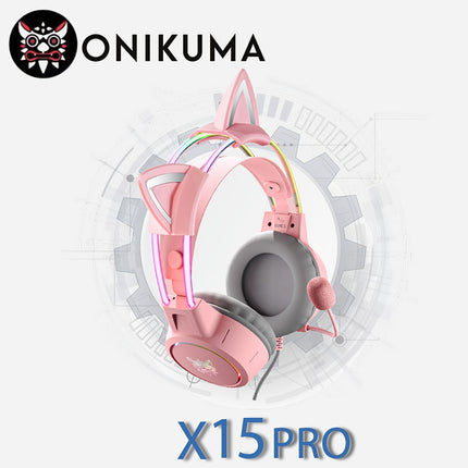 X15pro Cat Ears Headset Headband Light Emitting Wired Gaming Computer Gaming Headset