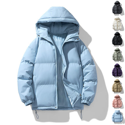 Men's Hoodie Coat Winter Fashion Solid ZIp-up Thickened Cotton-padded Jacket Casual Warm Outwear Top Clothing