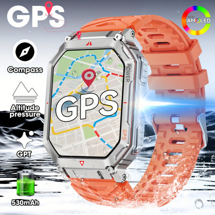 GPS Men'S Sports Smart Watch, 2.0-inch HD Smart Watch, With Wireless Call Function, Message Reminder,