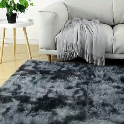 1pc Soft Plush Mat, Non-Slip Fluffy Plush Shaggy Bedside Mat, Tie-Dye Living Room Mat,